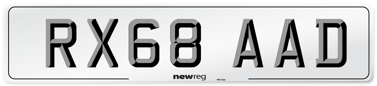 RX68 AAD Number Plate from New Reg